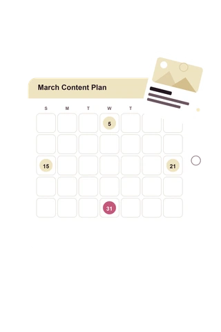 Illustration of a monthly content calendar with planned posts
